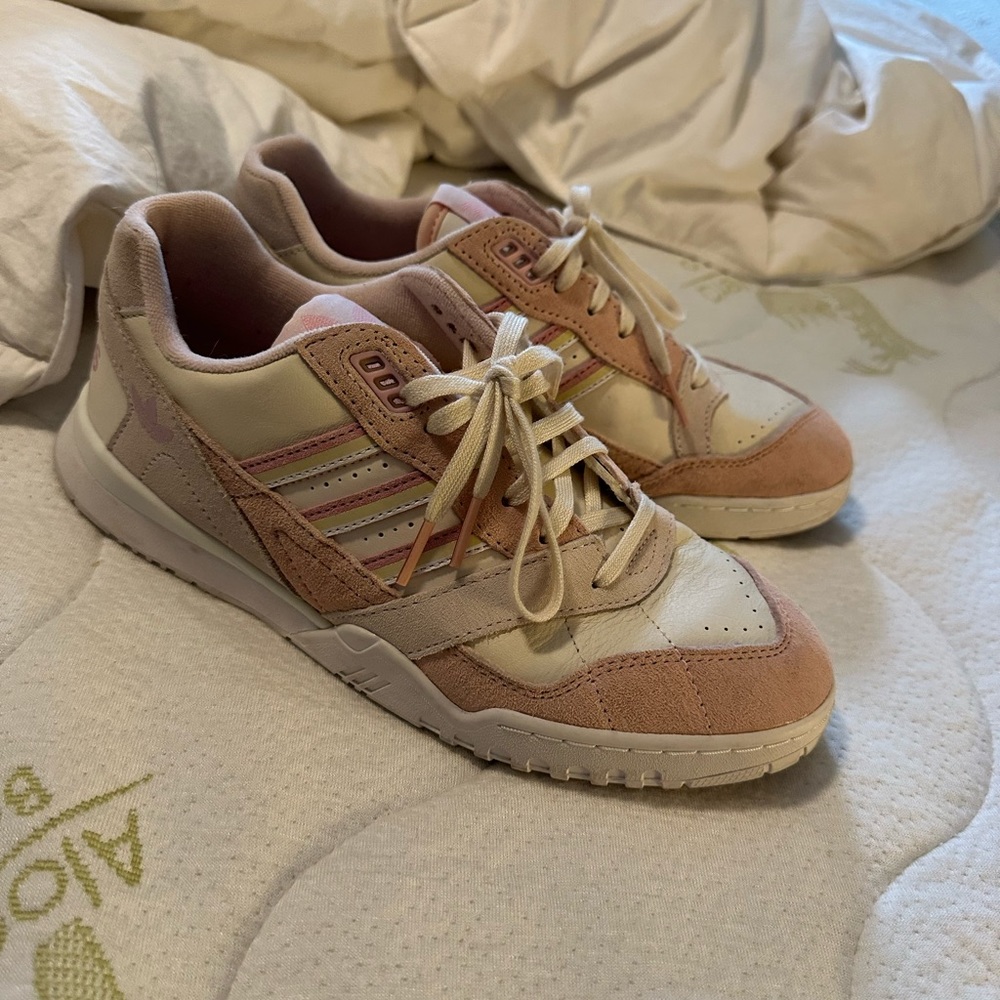 Adidas Pink and Cream Retro Sneakers